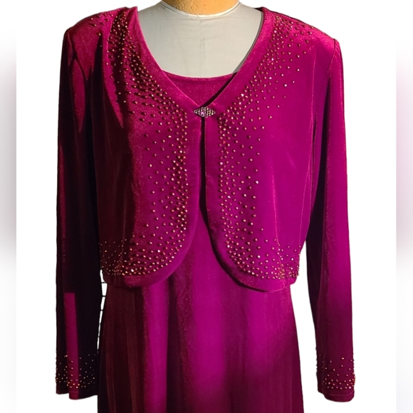 Vintage R&M Richards Red Formal Cocktail Party Holiday Xmas 2 Piece Jacket Dress - Picture 2 of 15